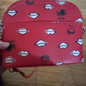 Betsy Johnson, red eyes and lips, Crossbody purse